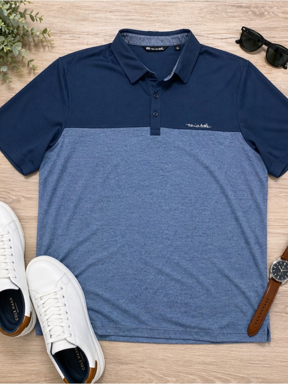 TravisMathew Colorblock Polo Shirt Blue Performance Golf XXL